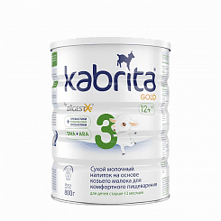 Kabrita 3 GOLD Сухой молочный напиток на основе козьего молока для комфортного пищеварения  для детей старше 12 месяцев 800г