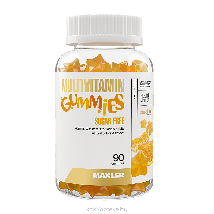 MAXLER БАД «Мультивитамин гаммиз шугар фри» вкус апельсин, жевательные конфеты №90