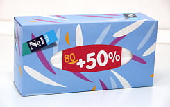 Bella № 1 Платочки  бумажные носовые универсальные двухслойные  80 шт+50 %