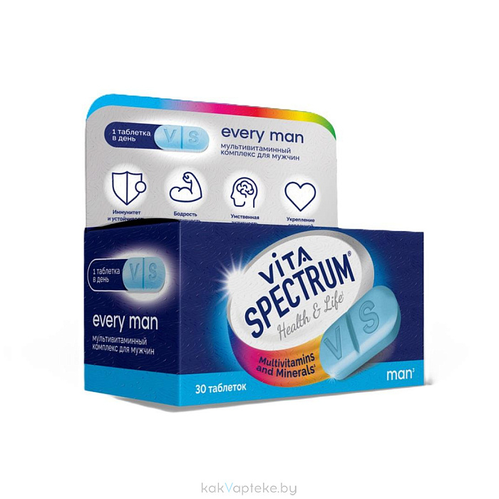 БАД ВИТАСПЕКТРУМ Мультивитаминный комплекс для мужчин на каждый день таблетки №30
