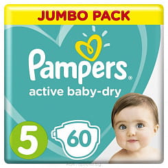 PAMPERS Active Baby-Dry Детские одноразовые подгузники Junior, 60шт