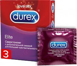 Презервативы Durex  № 3 Elite Сверхтонкие (с дополнительной смазкой)