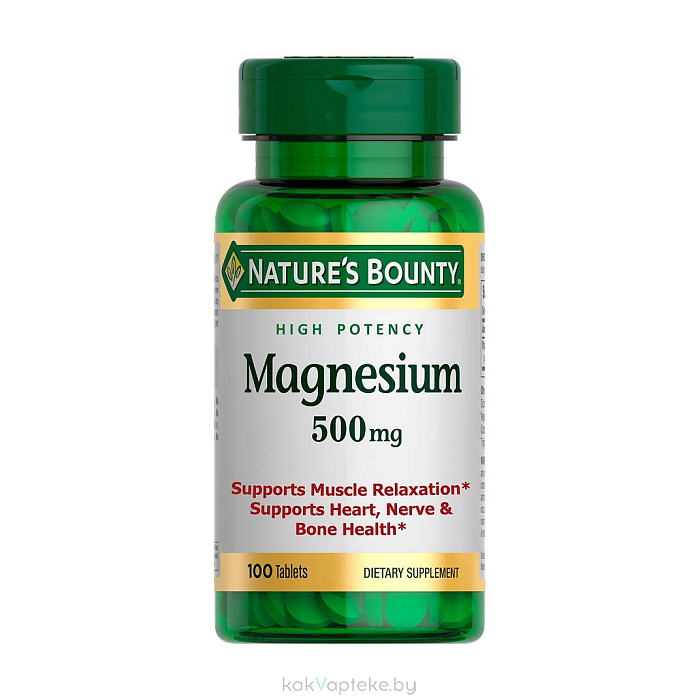 Nature's Bounty Магний 500 мг, БАД таблетки №100