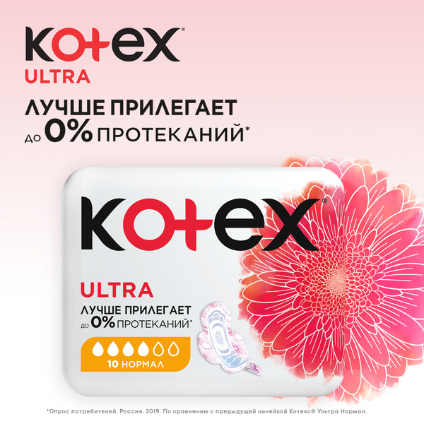 Kotex Ultra Normal Прокладки женские гигиенические (поверхн. сеточка) 10 шт