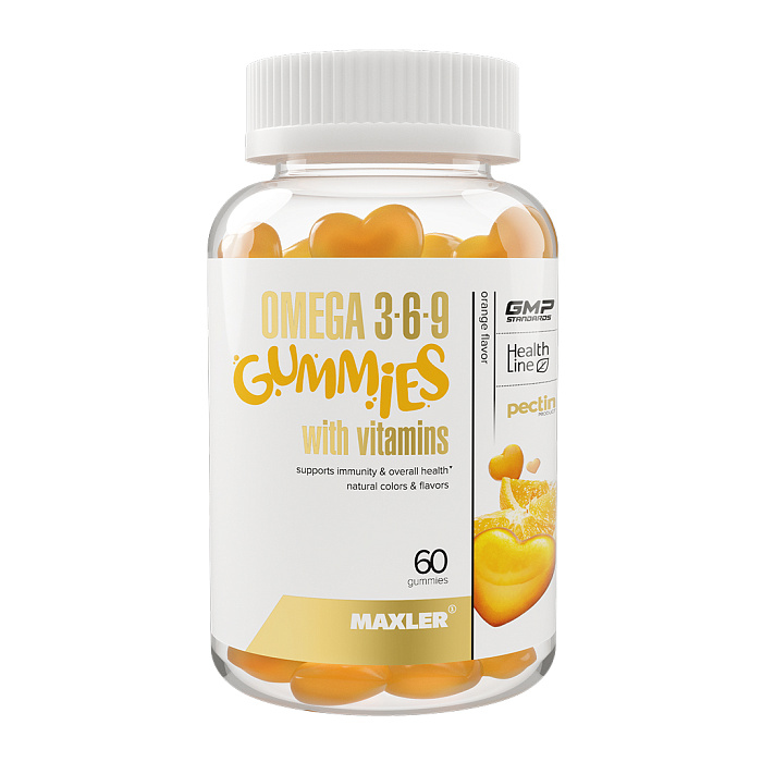 MAXLER БАД «Омега 3-6-9 гаммиз» вкус: апельсин, жевательные конфеты по 3 г №60