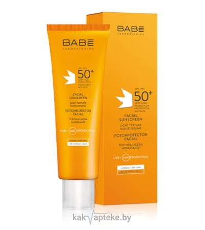 "LABORATORIOS BABE" Солнцезащитный крем для лица SPF50+ легкая текстура 50 мл