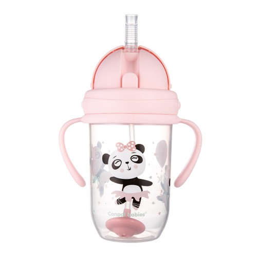 Canpol babies Поильник (непроливающий, с трубочкой и утяжелителем "Exotic Animals" 6+, 270 мл) арт.56/606_pin