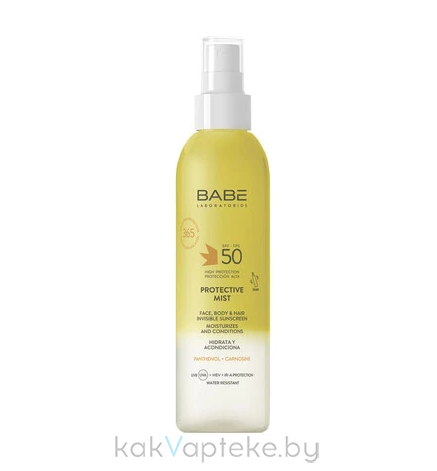 LABORATORIOS BABE Ультралегкий солнцезащитный мист для лица, тела и волос SPF 50 / PROTECTIVE MIST SPF50, 150 мл