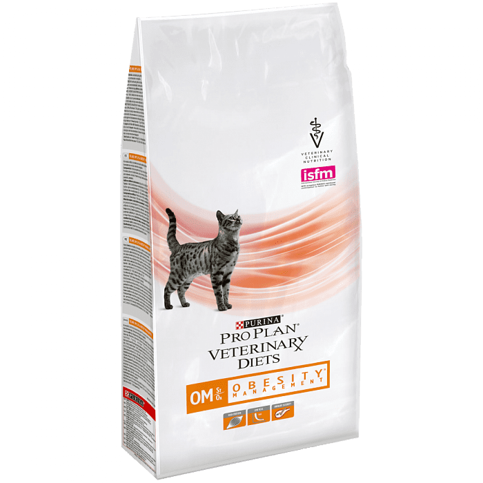 Pro Plan VETERINARY DIETS  OM St/Ox Корм сухой полнорационный диетический для взрослых кошек для снижения избыточной массы тела, с низкой калорийностью, 1,5 кг