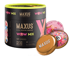 Презервативы гладкие, текстурированные и ароматизированные Maxus WOW-Mix 50 штук в упаковке