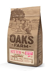 OAK'S FARM Полноценный беззерновой корм для котят  Salmon / Лосось.  2кг