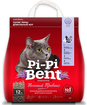 Pi-Pi-Bent Наполнитель для кошачьего туалета "Нежный прованс" бентонит, 5 кг (12 л)
