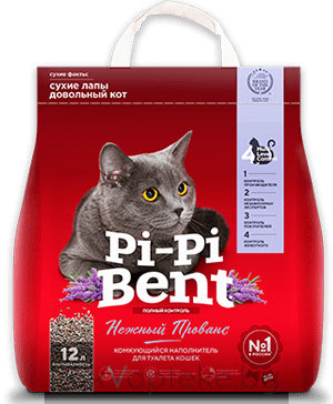 Pi-Pi-Bent Наполнитель для кошачьего туалета "Нежный прованс" бентонит, 5 кг (12 л)