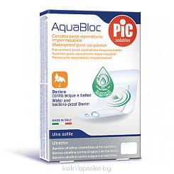 Лейкопластырь медицинский: пластырь Aquabloc стерильный послеоперационный водонепроницаемый с антибактериальной подушечкой, размеры, см: 15 х 10, № 5