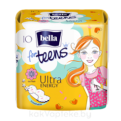 Bella for Teens Ultra Energy Супертонкие женские гигиенические впитывающие ароматизированные прокладки, 10 шт