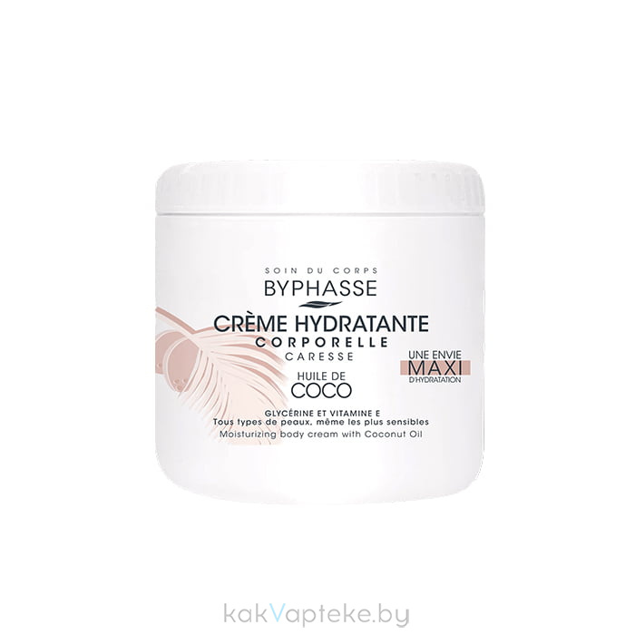 BYPHASSE Увлажняющий крем для тела с маслом кокоса, 500 мл