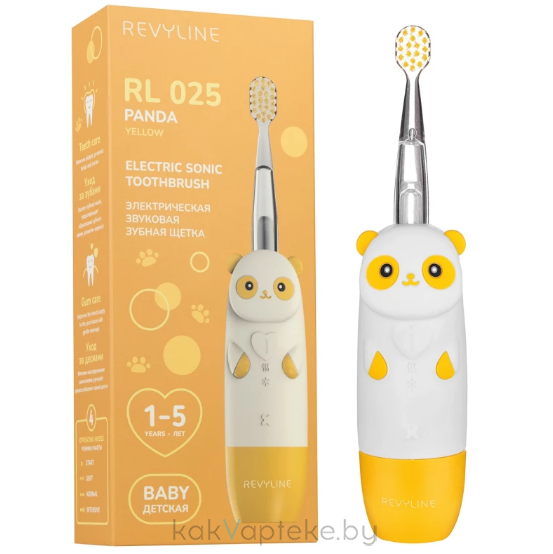 Revyline RL 025 Детская зубная щетка электрическая звуковая (желтая 7852, панда)