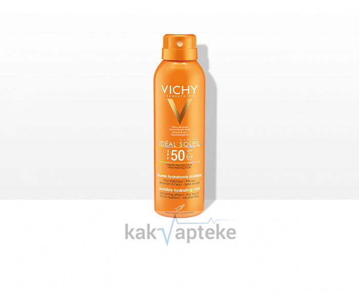 VICHY Ideal Soleil Спрей-вуаль освеж. для лица SPF50 (солнцезащитный), 75мл