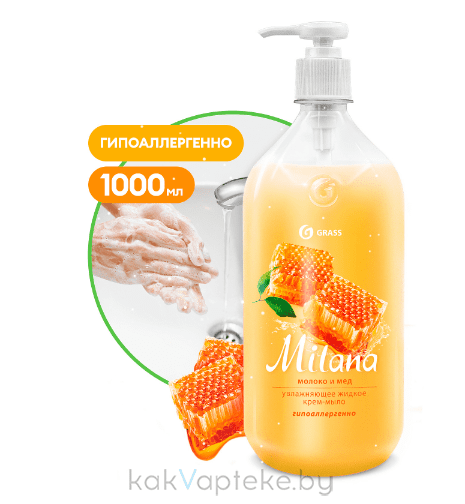 GraSS Крем-мыло жидкое увлажняющее "Milana молоко и мед", 1л