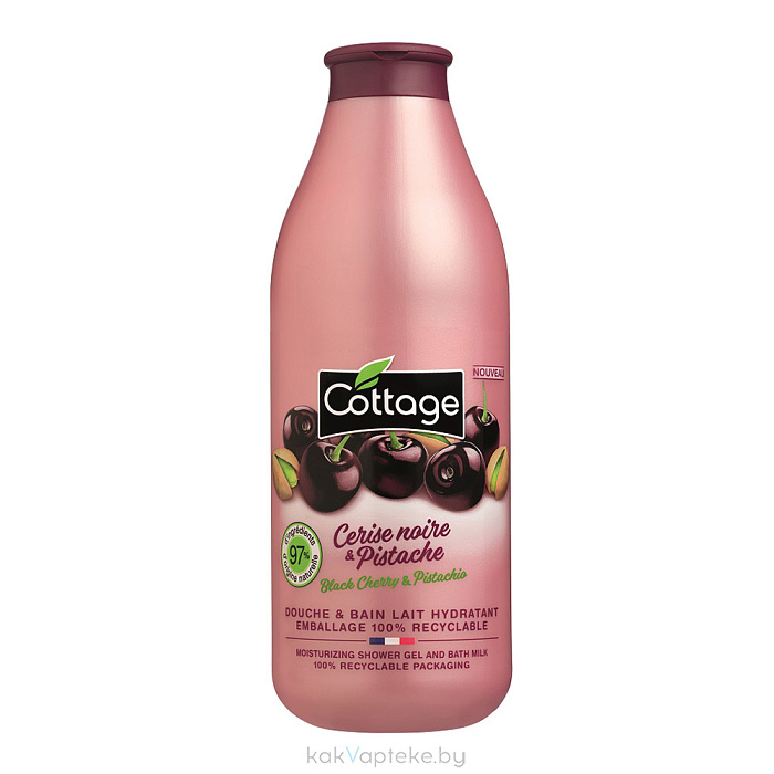 COTTAGE Гель для душа и ванны увлажняющий Black Cherry & Pistachio / Moisturizing Shower Gel and Bath Milk, 750 мл