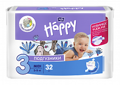 Bella Baby Happy midi Подгузники гигиенические для детей (Flexi Fit), 32 шт