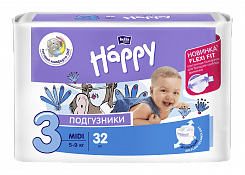 Bella Baby Happy midi Подгузники гигиенические для детей (Flexi Fit), 32 шт