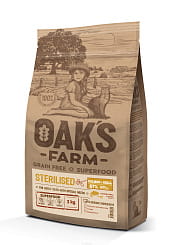 OAK'S FARM Полноценный беззерновой корм для взрослых стерилизованных кошек Salmon + Krill / Лосось и криль. 2кг