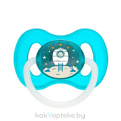 Canpol babies Пустышка-соска латексная (круглая  0-6 мес., со светящимся колечком) 23/221_blu