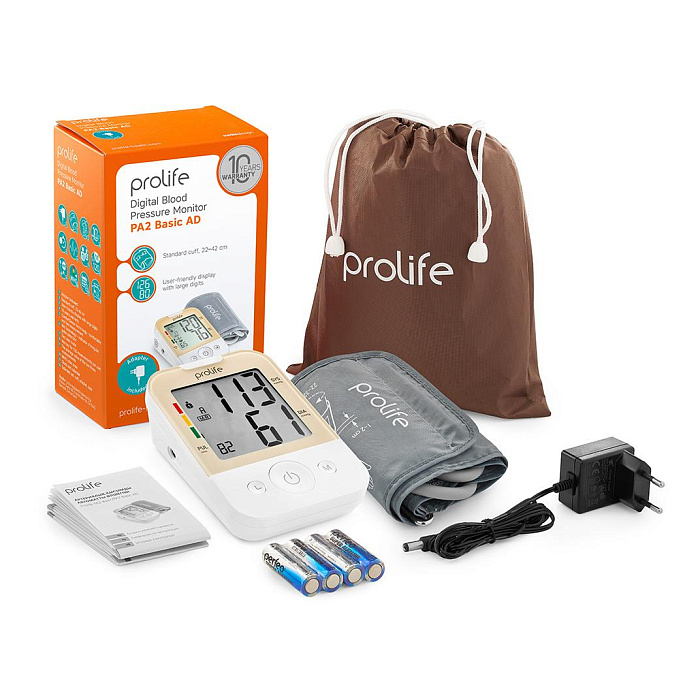 Измеритель артериального давления автоматический Prolife PA2 Basic AD(c адаптером,с манжетой 22-42 см)  (BPCB0A-3H)