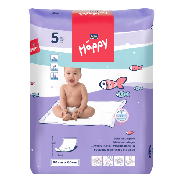 Bella Baby Happy Пеленки детские гигиенические  90*60 см 5 шт