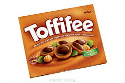 Конфеты TOFFIFEE с лесным орехом  (10%) в кар. чашечке(41%) с крем.нугой(37%) и шок(12%), 250 г