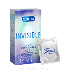 Презервативы из натурального латекса Durex® Invisible Extra Lube 12шт