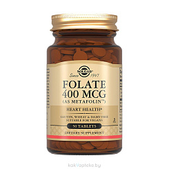 Solgar Фолат 400 мкг Метафолин, БАД таблетки №50