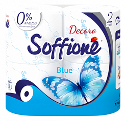 Soffione Бумага туалетная Decoro Blue 2сл 4шт,  голубая