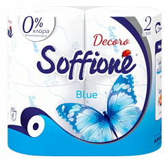 Soffione Бумага туалетная Decoro Blue 2сл 4шт,  голубая