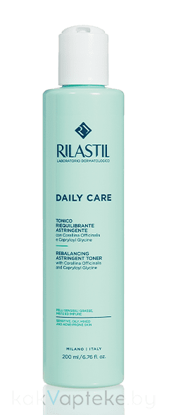 Rilastil DAILY CARE Вяжущий восстанавливающий тоник для лица для жирной, комбинированной и склонной к акне кожи, 200 мл