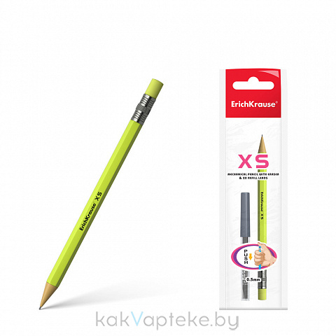 ErichKrause Карандаш механический XS в наборе с 20 грифелями, 0.5 мм, HB