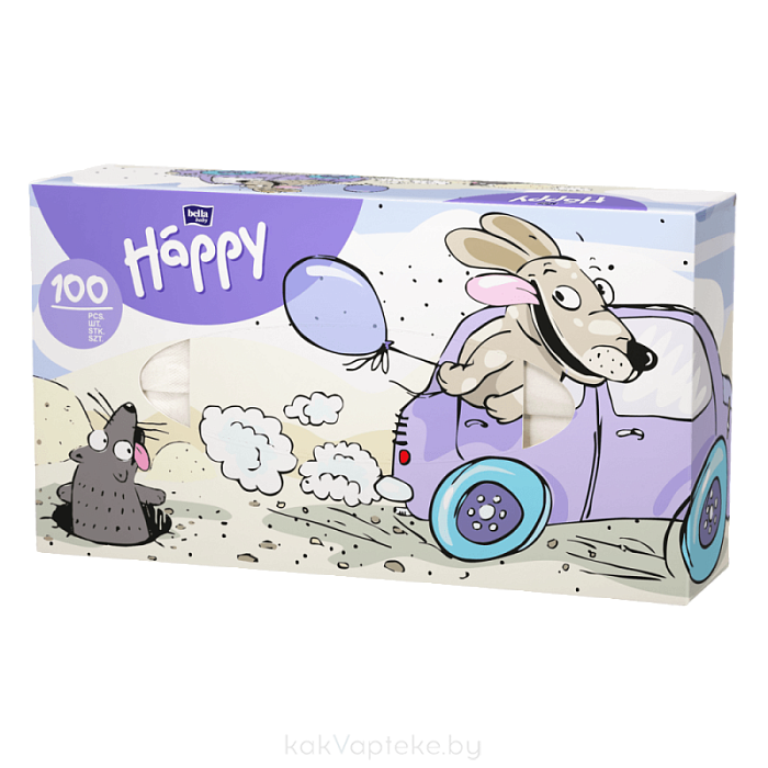 Bella Baby Happy Платочки бумажные универсальные двухслойные 100 шт (Микс)