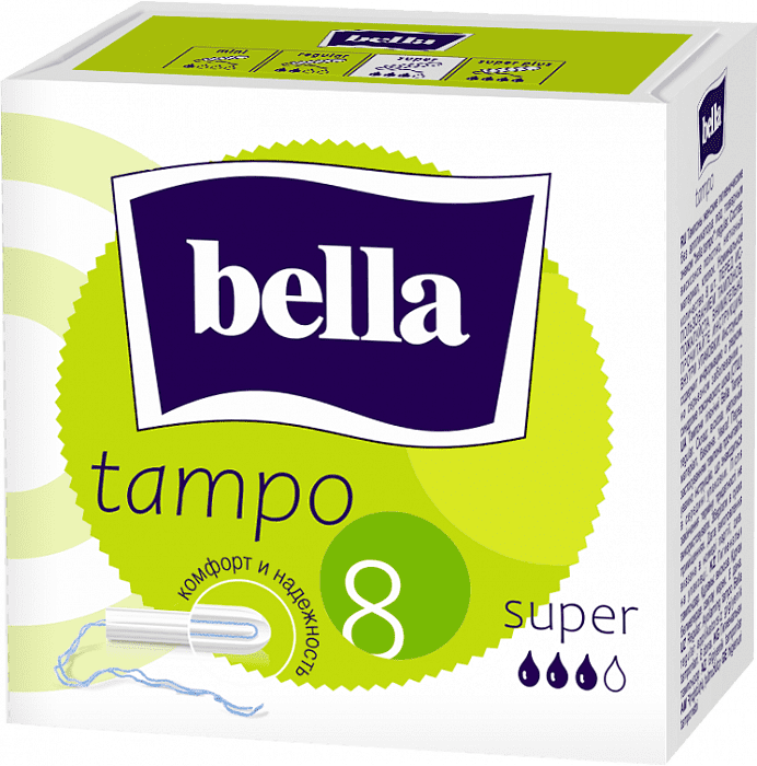 Bella Tampo super Тампоны женские гигиенические без аппликатора 8 шт