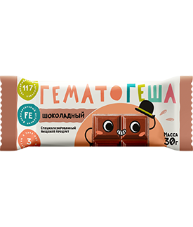 Специализированная пищевая продукция для диетического профилактического питания "Гематогеша шоколадный"  30 г