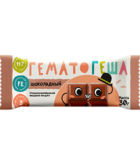 Специализированная пищевая продукция для диетического профилактического питания "Гематогеша шоколадный"  30 г