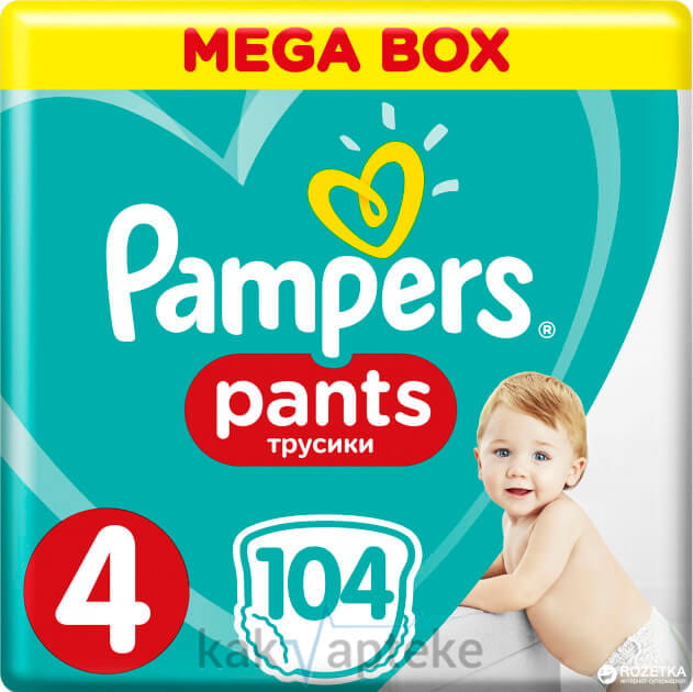 PAMPERS Pants Детские одноразовые подгузники-трусики для мальчиков и девочек Maxi, 104 шт