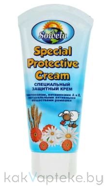 Sowelu Крем специальный защитный детский Special Protective Cream с пантенолом и витаминами A и E, с натуральными активными веществами ромашки 85мл