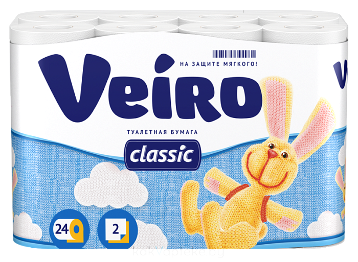 Veiro бумага туалетная Classic двухслойная 24 шт белая 5С224