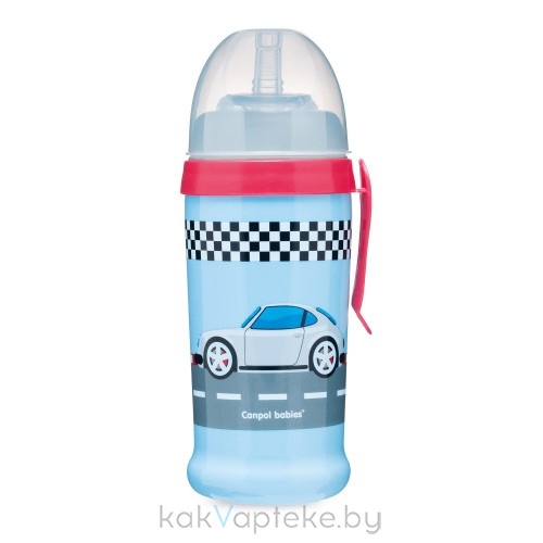 Canpol babies Поильник с силиконовой трубочкой, 12+, 350 мл, арт.56/516_blu