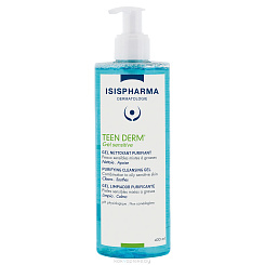 ISISPHARMA TEEN DERM Gel sensitive  Гель очищающий для умывания чувствительной комбинированной и жирной кожи, 400 мл