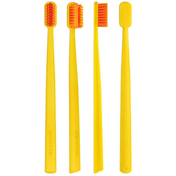 Revyline SM6000 Зубная щетка, салатовая с оранжевой щетиной (5695 ortho)
