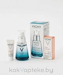 Набор VICHY: MINERAL 89 гель-сыворотка ежедневный для кожи, подверженной агрессивным врешним воздействиям, 30 мл + CAPITAL SOLEIL Солнцезащитный флюид для лица невесомый против признаков фотостарения UV AGE-DAILY SPF50+, 3 мл