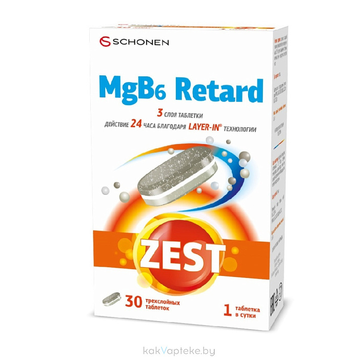 ЗЕСТ Магний B6 Ретард, БАД трехслойные таблетки №30