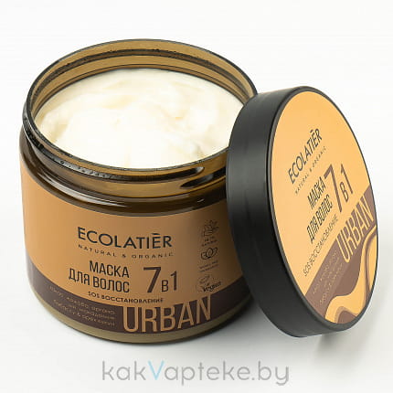 ECOLATIER Urban Маска для волос SOS восстановление 7 в 1 "Какао и жожоба", 380 мл